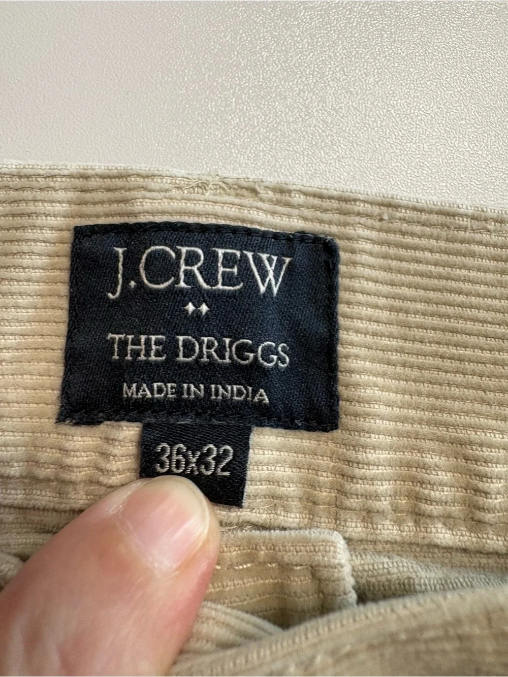 J. Crew “The Driggs” Men’s Beige Corduroy Pants 36x32 Straight Fit